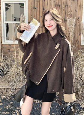 轻薄2026美拉德通勤呢子外套女秋季大码显瘦风老钱风日式短外套简