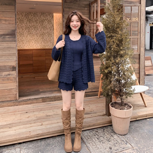 洋气修身风针织两件套女2026秋季高级时髦洋气小个子套装日常好看