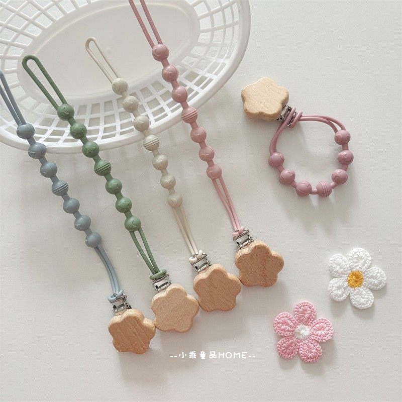 INS韩系花朵奶嘴链婴儿安抚硅胶奶嘴绳榉木可爱宝宝牙胶防丢绳,婴童用品,奶嘴链,淘宝优惠券,粉丝福利购,淘宝优惠卷