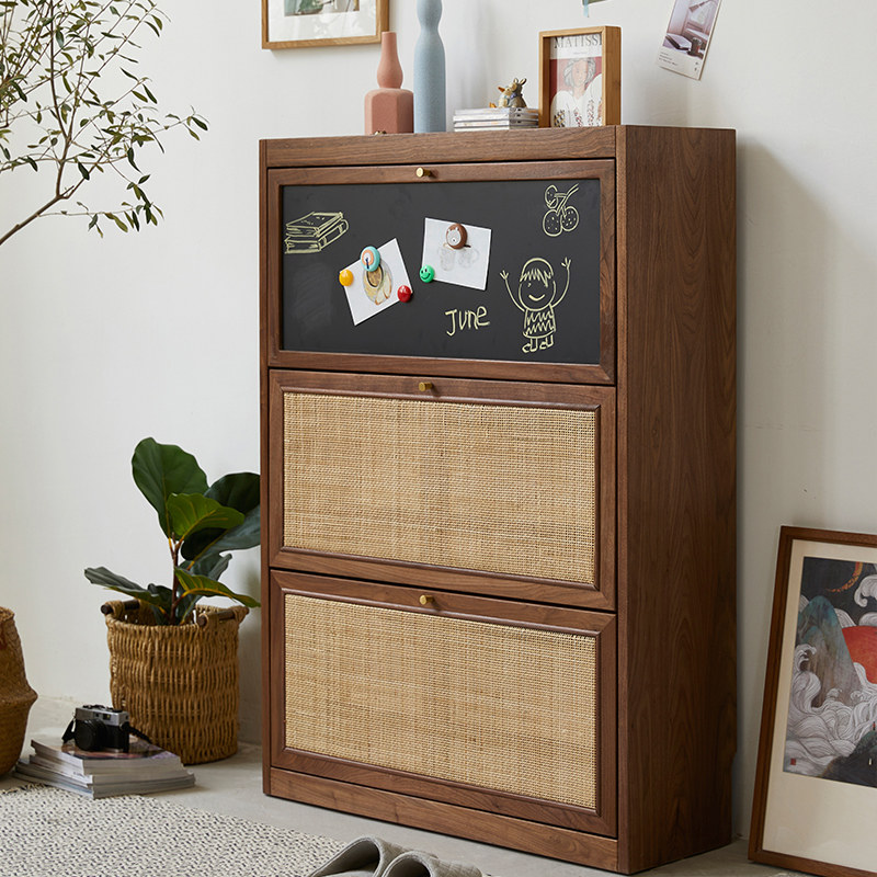 Inson Northern Europe Japanese Black walnut Cherry solid wood Small apartment Tipping register and obtain a residence permit Entrance Rattan Ready Shoe cabinetin the Residential furniture , Cabinet , Shoebox  category - from Buy2taobao.com to provide professional Taobao agent buy service