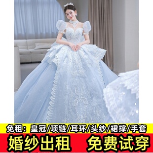 出租婚纱租赁小众显瘦主纱高定款遮肚出门宫廷胖mm重工抹胸孕妇