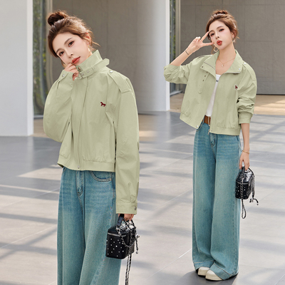 春季新款立领宽松小个子短外套女