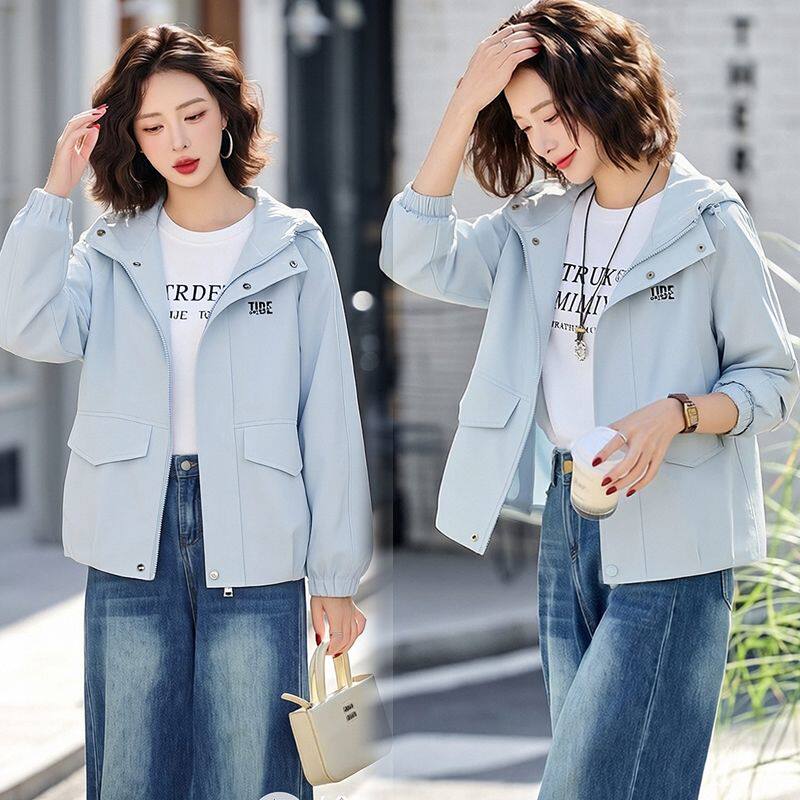 韩版休闲连帽短外套女2026春季新款宽松百搭小个子夹克上衣