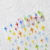 果冻彩色流星星光芒美甲贴纸tomoni浮雕可爱指甲贴纸背胶日系装 饰