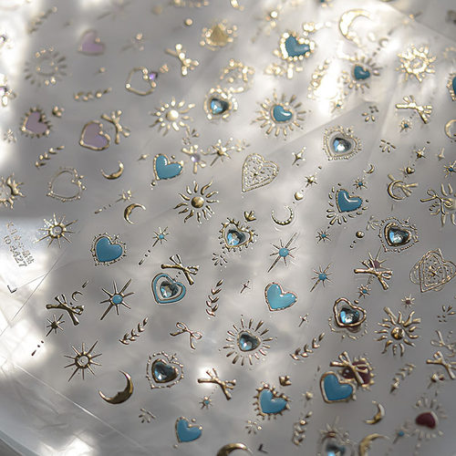 晶钻烫金星月爱心美甲贴纸tomoni