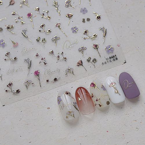 烫金边干花美甲贴纸tomoni装饰品