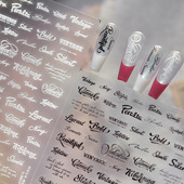 简约潮流指甲贴纸装 ins花体字母美甲贴纸2026新款 浮雕3d立体 饰品