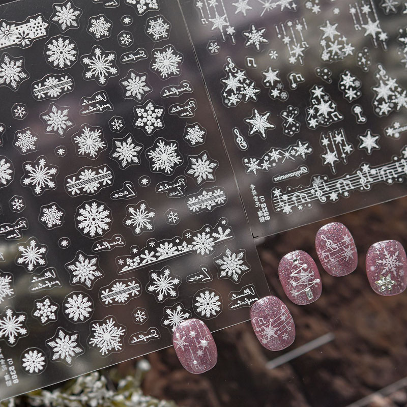 音符雪花美甲贴纸新款浮雕装饰品