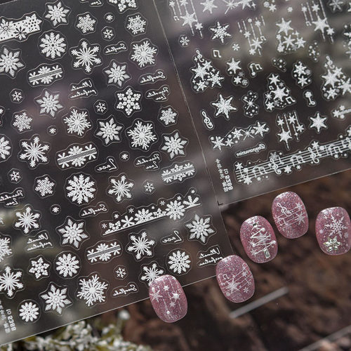 音符雪花美甲贴纸新款浮雕装饰品