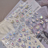 金边蝴蝶爱心美甲贴纸新款 浮雕3d立体 5d网红ins梦幻指甲贴纸饰品