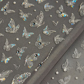 晶钻贝壳光白色幻蝴蝶美甲贴纸tomoni浮雕背胶日系指甲贴纸装 饰品