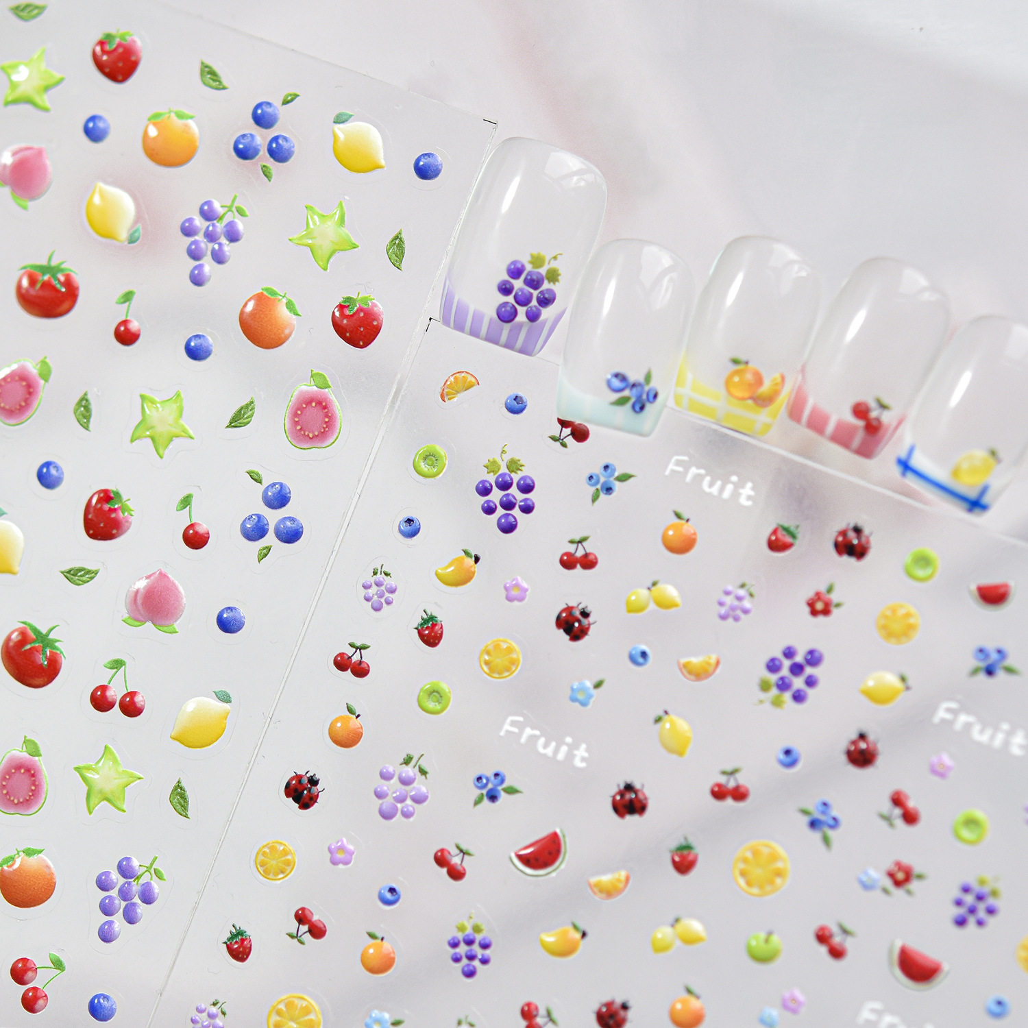 果冻小水果美甲贴纸浮雕2026新款儿童草莓甜点指甲贴纸小图案装饰
