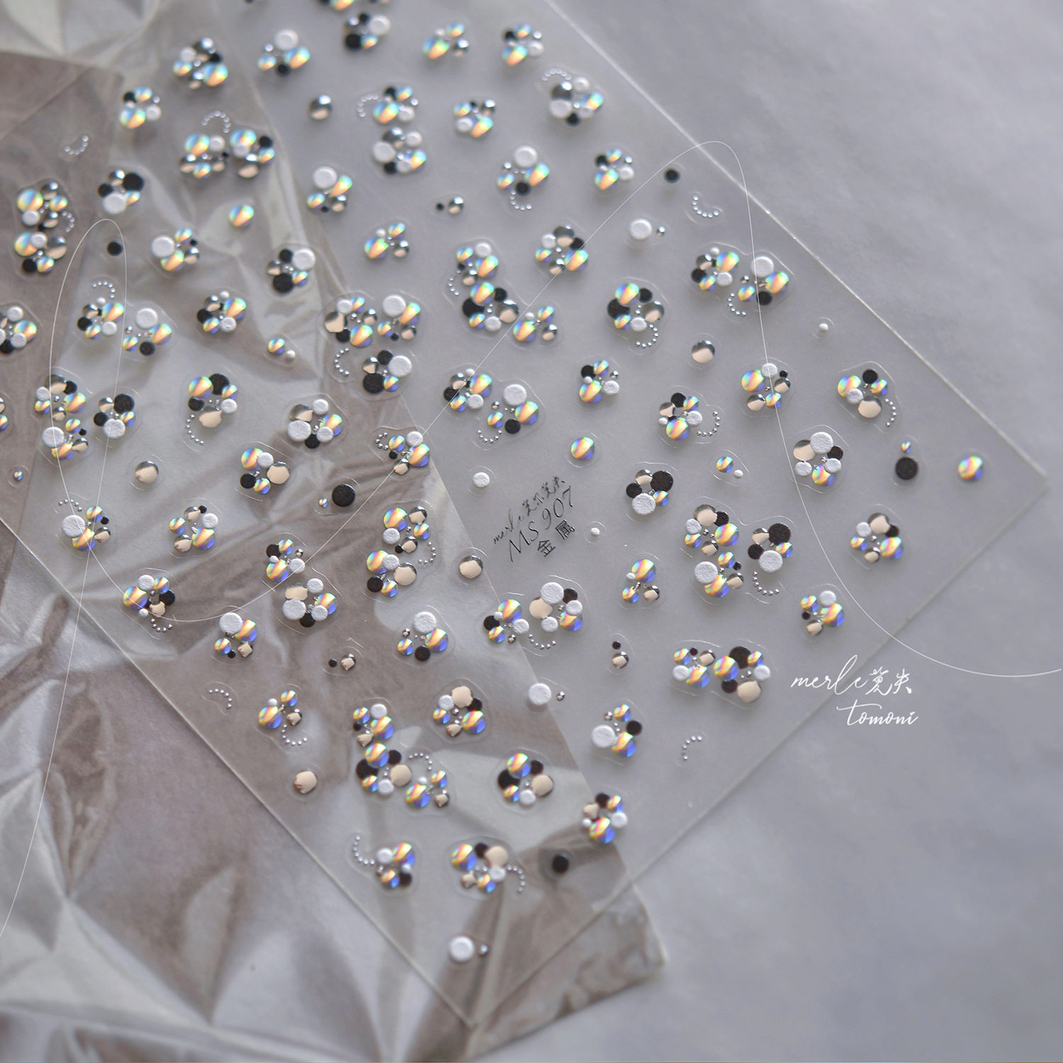 高级感亮片拼花美甲贴纸2025新款 3d立体ins小花卉指甲贴纸装饰品