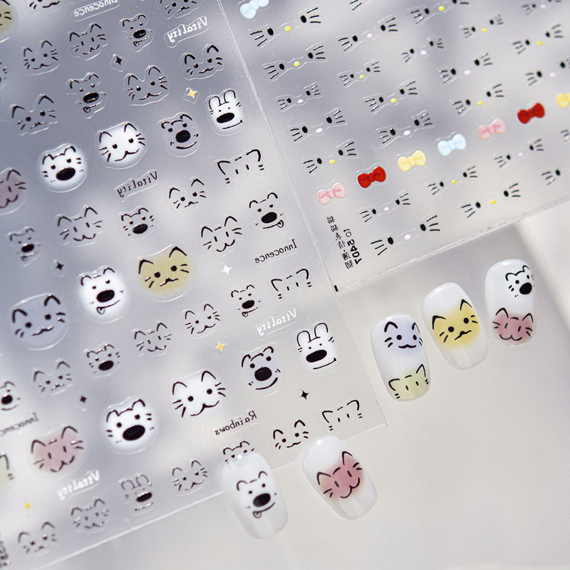 萌宠猫狗表情美甲贴纸新款装饰品