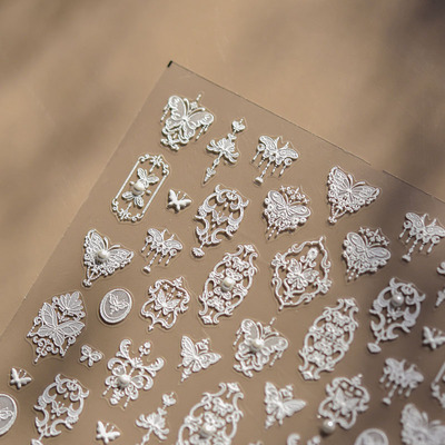晶钻巴洛克蝴蝶美甲贴新款5d浮雕