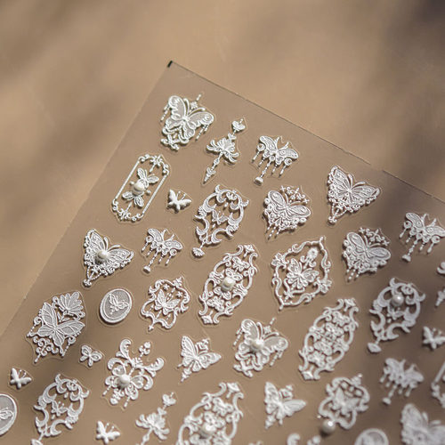 晶钻巴洛克蝴蝶美甲贴新款5d浮雕