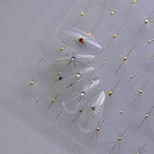 烫金银色星芒美甲贴纸tomoni装饰