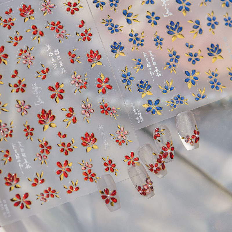 鎏金果冻花朵美甲贴纸新款装饰品