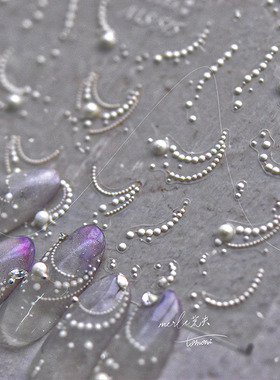 晶钻珍珠线条美甲贴纸tomoni浮雕背胶法式指甲贴纸日系美甲装饰品