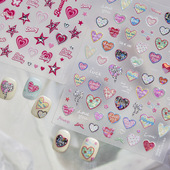 粉色星星爱心美甲贴纸浮雕新款 3d立体ins五角星芒指甲贴纸装 饰品