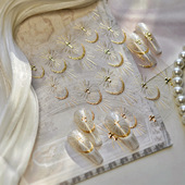 浮雕3d立体5d烫金银星芒指甲贴纸装 十字圣光法式 美甲贴纸新款 饰品