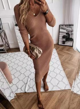 robe dress long striped bodycon sexy casual winter dresses