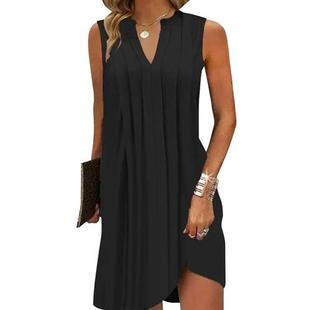 summer open womens half freeacy color dress simple solid