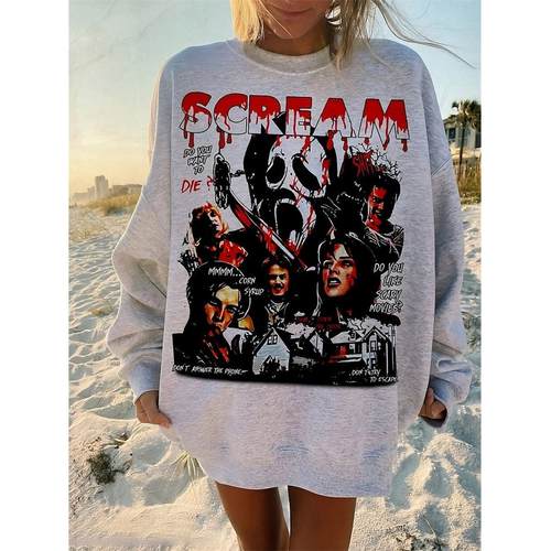 streetwear oversize -shirt movie horror women men