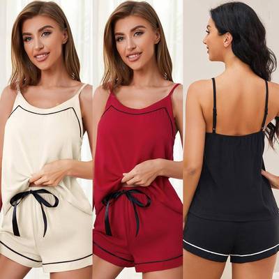 pajamas slingshorts satin sleepwear women nightgown