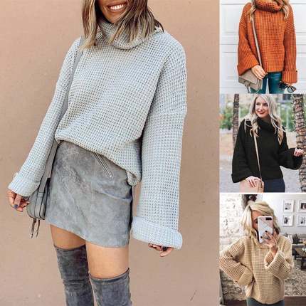 sweater pullover collar high loose winter and autumn trendy