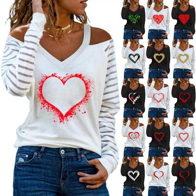 Womens red long V-neck of heart transparent variety sleeves