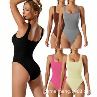Body shaping sports jumpsuit with breast pad underwear high