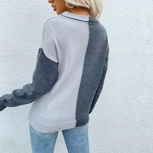pullover with sweater loose neck color contrast