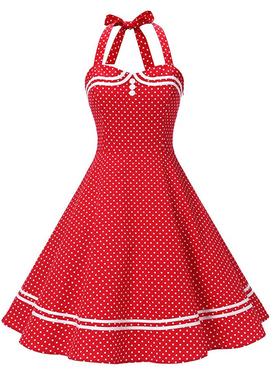 -line dress elegant vintage halter neck dress with pleated