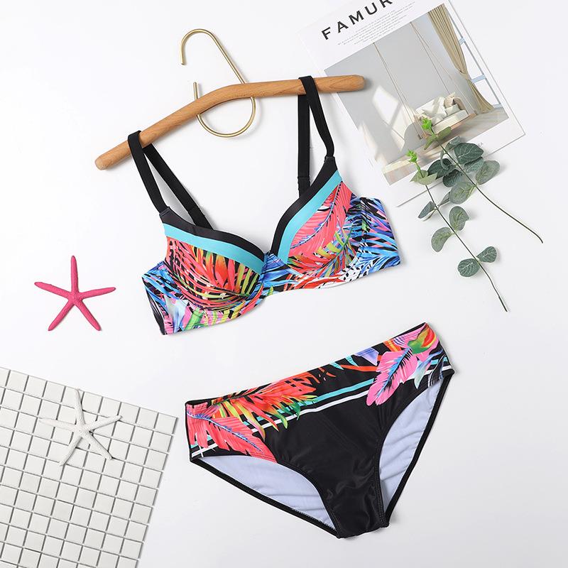 gathered split bikini hard-packed support neck lace steel