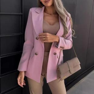 Suits Slim Fashion Blazers Breasted Tops Double Women Fit