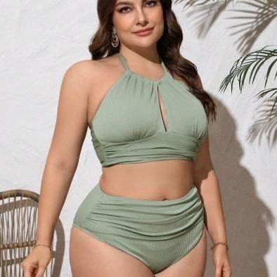 Womens halter neck bikini plus size swimsuit plus size sexy