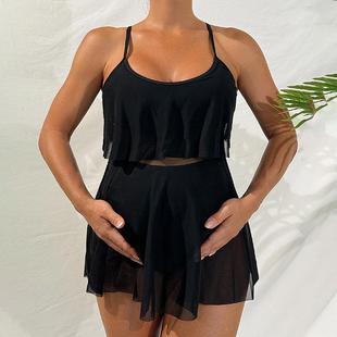 covering two piece hot beach belly swimsuit loose color