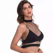 vest diamond female top performance fishnet mesh hollow