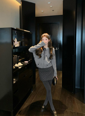 陈大钰高级感超好看灰色针织开衫女秋冬内搭可外穿独特绝美小毛衣