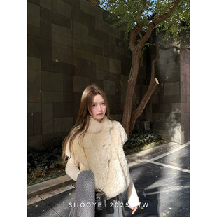 Siiooye 代官山 皮毛一体环保皮草马甲/小斗篷毛毛外套短上衣坎肩