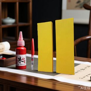 可食专用糯米纸朱砂笔黑色朱白色一整套可以吃黄纸道家书法朱砂墨