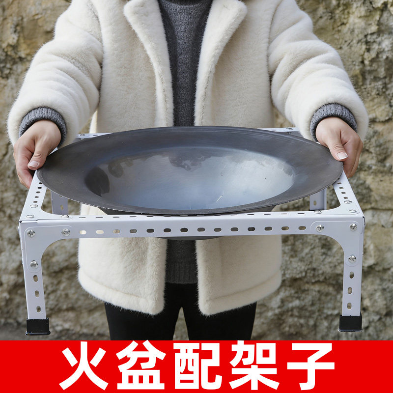 家用炭盆老式烤火盆铸铁炭火盆围炉煮茶取暖烤火炉室内烧烤架碳盆