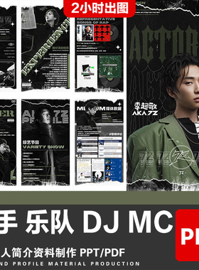 高端歌手 乐队 音乐人 说唱PPT资料制作DJ MCpdf艺人排版设计排版