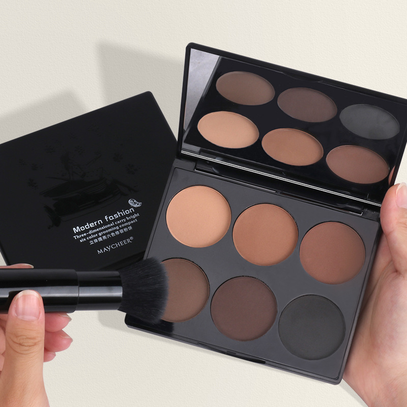 MAYCHEER立体提亮六色修容粉饼鼻影侧影阴影立体提亮不飞粉修容盘