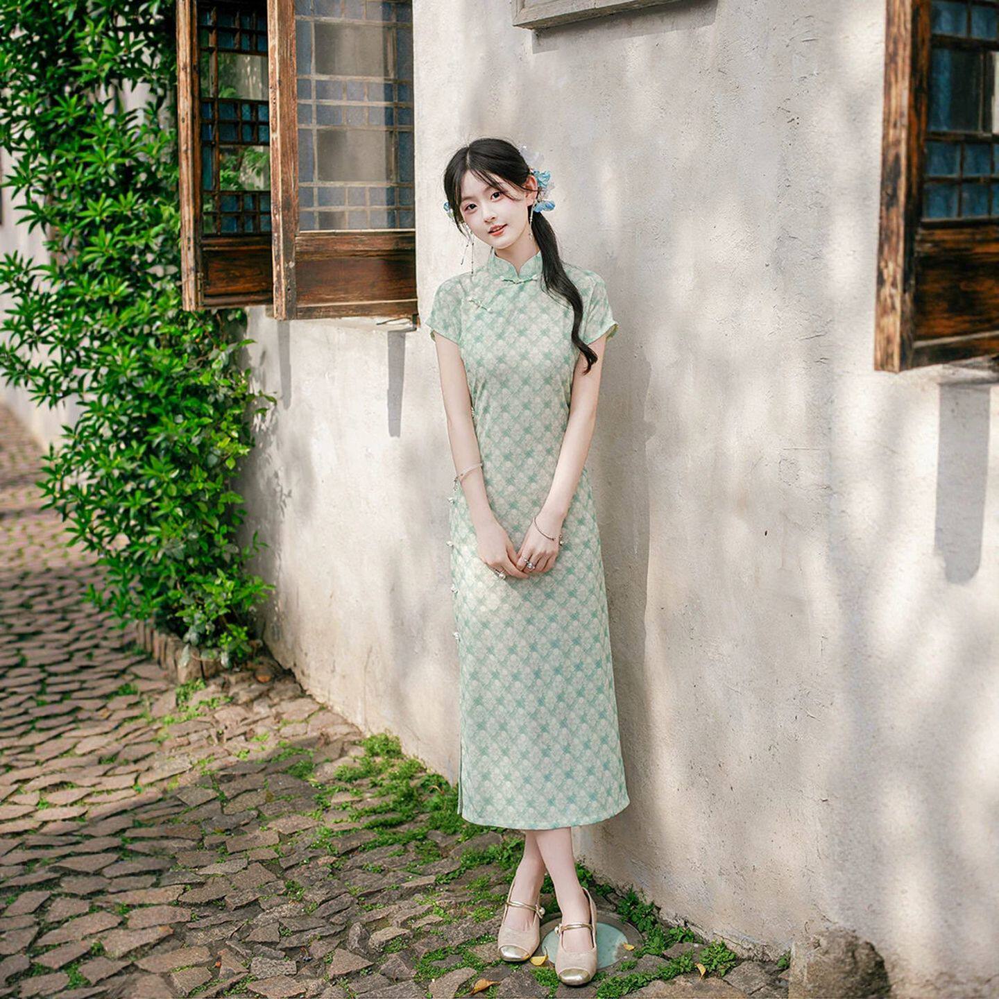 2026超火减龄旗袍夏季新款花田提花小清新甜美学院风年轻款少女裙