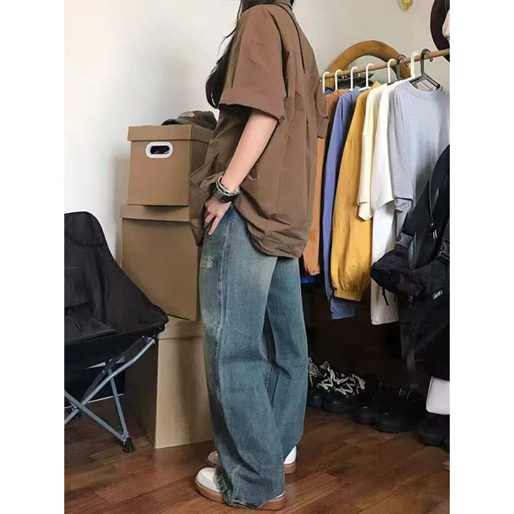 日系复古vintage短袖衬衫女A154YY-特P38,男装T恤,星座1007（原301D）