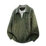 网图翻领长袖麻花纹短款针织衫D5822-特P55，男装针织衫/毛衣，星座1007（原301D）