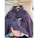 网图紫色美式毛绒针织卫衣男冬季连帽衫小香风外套YW249-特P65，女装短外套，星座1007（原301D）