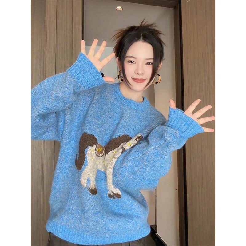 网图马年有钱毛衣男女冬季圆领内搭毛线衣针织衫YM416-特P75，男装针织衫/毛衣，星座1007（原301D）